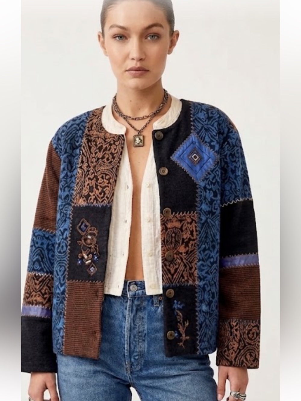 VTG 90’s CottageCore Patchwork Tapestry Jacket/Blazer S